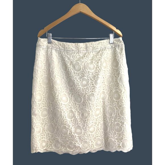 ANTONIO MELANI N- WOMEN WHITE LINE LACE BACK ZIP-UP CLOSURE SKIRT SIZE 14 - Picture 1 of 6